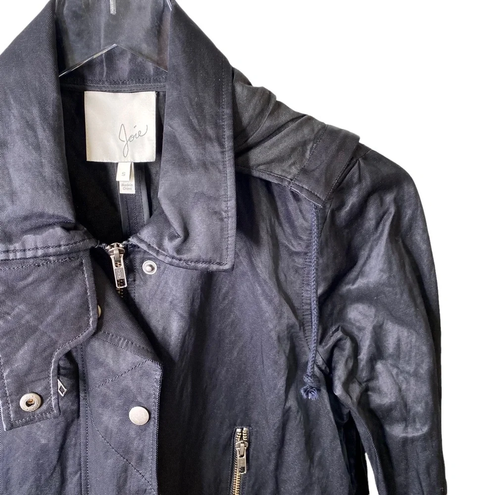 JOIE Silky Nylon Barker Utility Jacket Buttons Snaps Zippers Drawstring Small - Picture 5 of 15